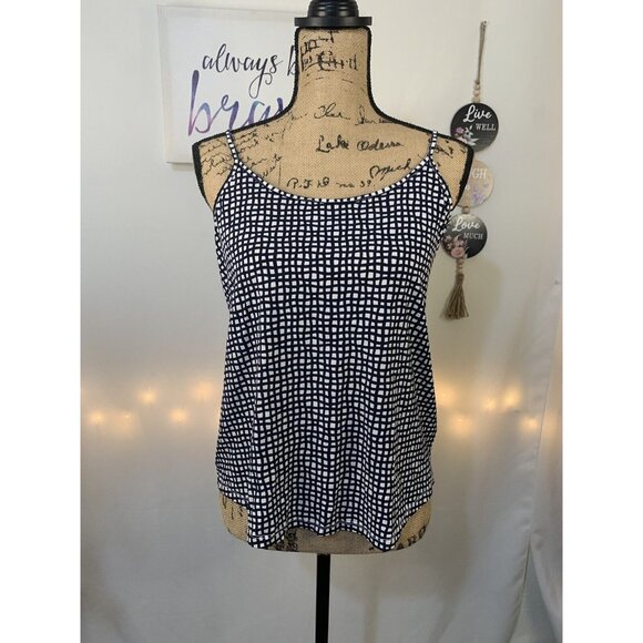 (B-57)The Limited Women’s M Black White Geometric Print Cami Tank Top Sleeveless - Picture 2 of 9